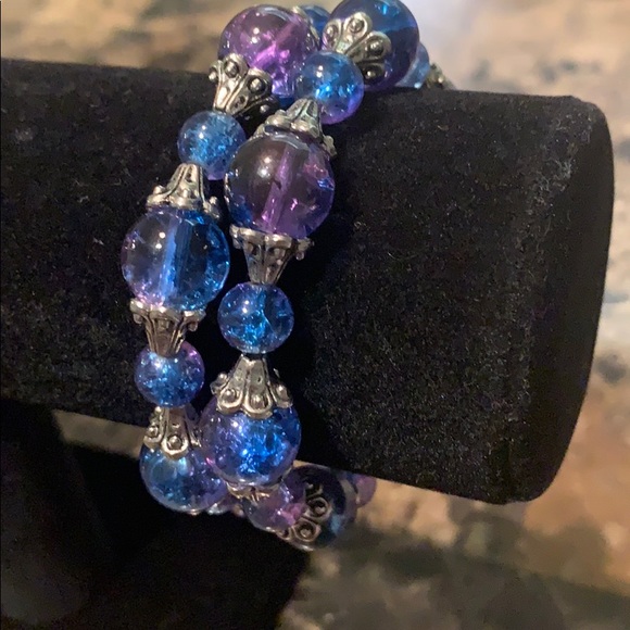 💐Blue/purple beaded bracelet💐 - Picture 2 of 5